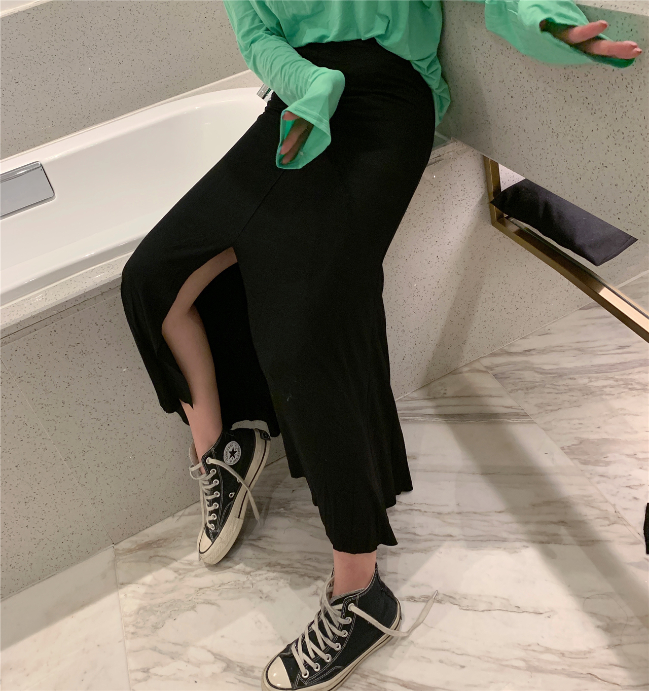 JIUER 2019 summer New products Korean Edition Split ends Half skirt sexy Scheming knitting student Hong Kong flavor Ins Net Redin the Women's clothing/Boutique , Skirts category - from Buy2taobao.com to provide professional Taobao agent buy service