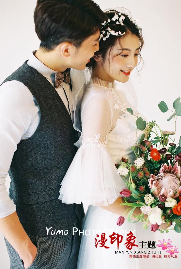 影楼主题服装情侣拍照礼服摄影写真有袖蕾丝高领婚纱新款拖尾婚纱|ruв категории Женская одежда, Cвадебные платья, свадебное платье - от Buy2taobao.com для оказания профессиональной услуги покупки агента Taobao