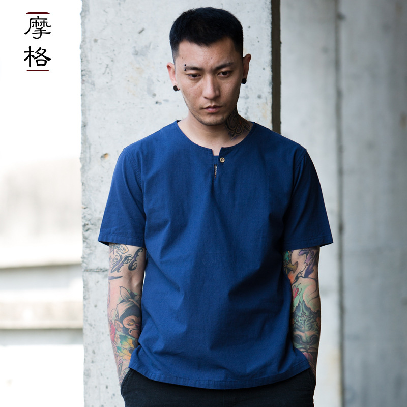 Spring and summer new pattern Cotton and hemp T-shirt leisure time Straight T-shirts Socket Short sleeved Flax Men's T-shirt Chinese style jacketin the Men's clothing, T-shirt category - from Buy2taobao.com to provide professional Taobao agent buy service