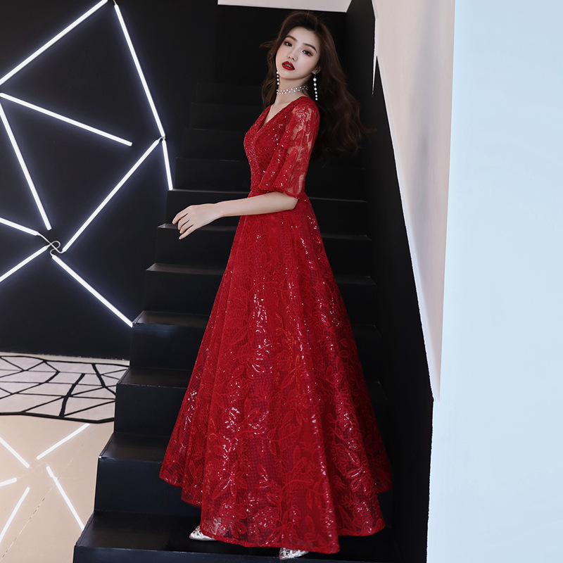 酒红色蕾丝网纱新娘结婚敬酒服2019新款宴会年会晚礼服喇叭袖长款|ruв категории Женская одежда, Cвадебные платья, свадебное платье - от Buy2taobao.com для оказания профессиональной услуги покупки агента Taobao
