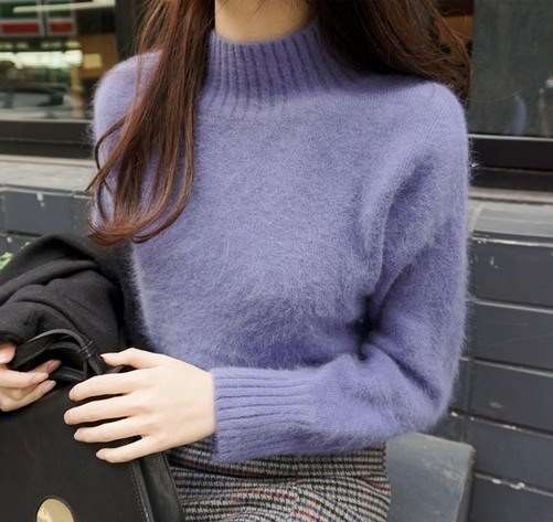 秋冬装半高领仿水貂绒兔毛毛衣套头女短款韩版宽松针织加厚打底衫在类目 女装/女士精品, 毛衣中 - 来自Buy2taobao.com提供专业的淘宝代购服务