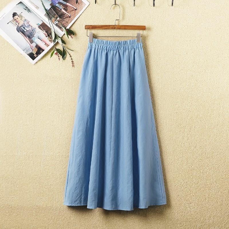 2018 Spring Cotton and hemp skirt Mid length version Flax skirt Pleated skirt Pendulum Solid literaturein the Women's clothing/Boutique , Skirts category - from Buy2taobao.com to provide professional Taobao agent buy service