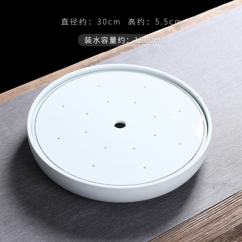 約泡茶儲水式茶托日式托盤功夫茶具幹泡台簡陶瓷家用圓形茶盤手繪在類目 餐飲具, 茶具, 茶盤中 - 來自Buy2taobao.com提供專業的淘寶代購服務