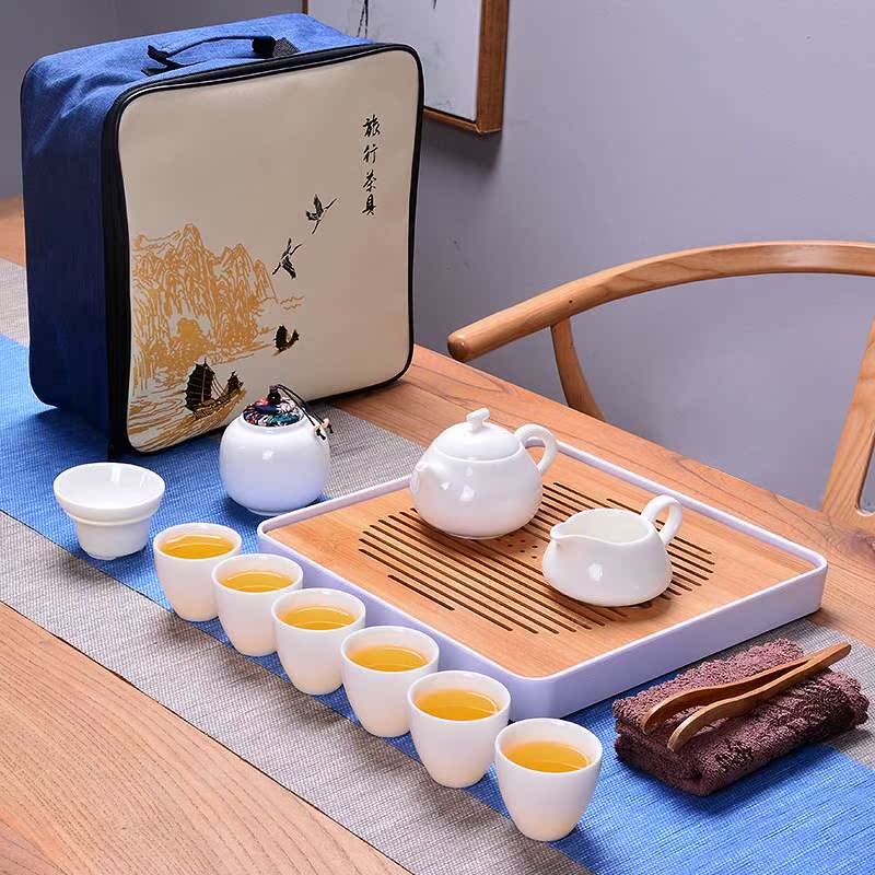 艺颂整套白瓷功夫旅行茶具套装羊脂玉瓷茶壶盖碗茶杯陶瓷竹制茶盘在类目 餐饮具, 茶具, 整套茶具中 - 来自Buy2taobao.com提供专业的淘宝代购服务