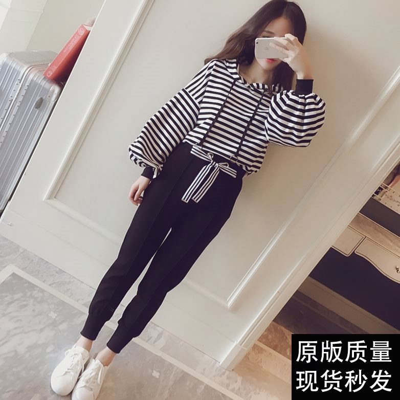 2019新款卫衣春季上衣女式纯黑初中生社会中学生套装下衣春款一。|ruв категории Женская одежда, костюм/студенты школьную форму/обмундирования, досуг, спортивный костюм - от Buy2taobao.com для оказания профессиональной услуги покупки агента Taobao