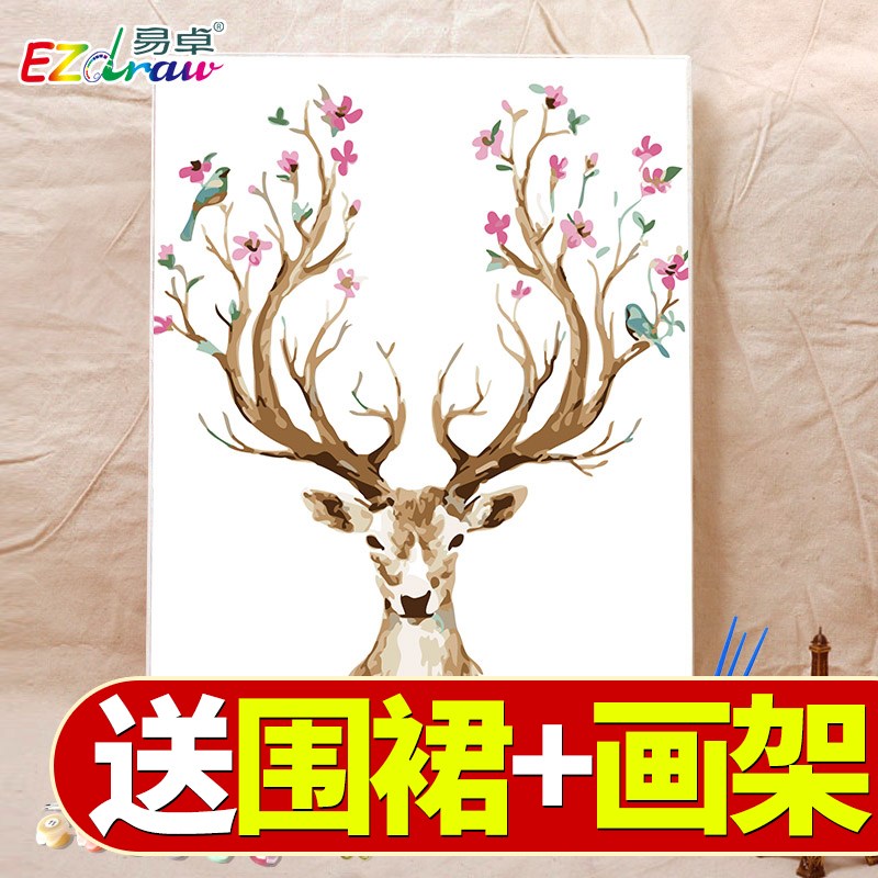 日本购。填色装饰炫彩 爱情鹿客厅卡通动漫动物手绘易卓 新品 diy|ruв категории Домашний быт, декоративная живопись, DIY/цифровой живописи - от Buy2taobao.com для оказания профессиональной услуги покупки агента Taobao