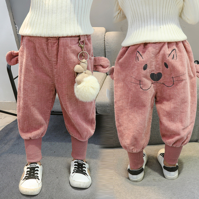 女童裤子秋冬款宽松韩版洋气长裤2019新款1-3岁女宝宝冬季条绒裤