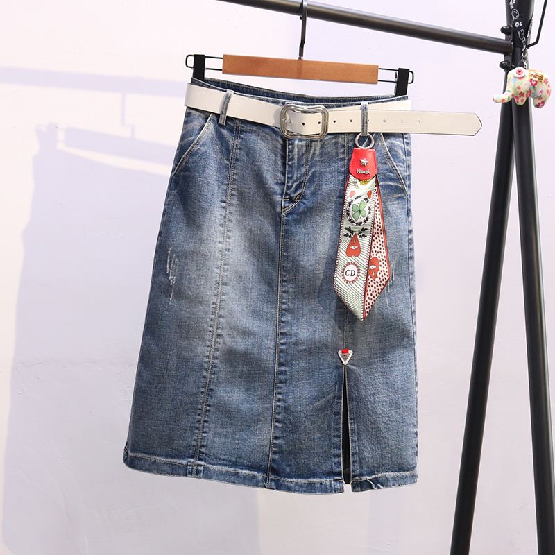 Dress women 2019 Spring new pattern Versatile Mid length version A word skirt Paige Elastic force Split ends Skirt skirtin the Women's clothing/Boutique , Skirts category - from Buy2taobao.com to provide professional Taobao agent buy service