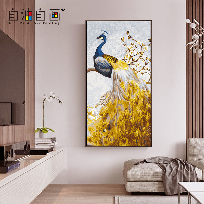 油自画福鹿生财 孔雀玄关走廊动物装饰画自diy数字油彩画手绘填在类目 家居饰品, 装饰画, DIY/数字油画中 - 来自Buy2taobao.com提供专业的淘宝代购服务