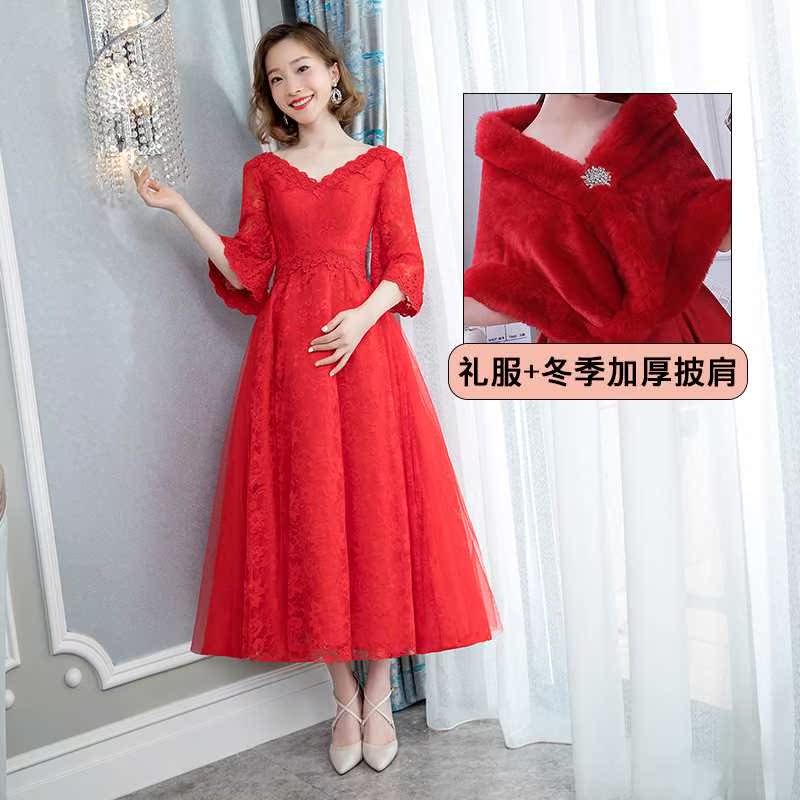 孕妇新娘敬酒服2019新款冬季中长款胖mm大码结婚高腰遮肚子礼服女|ruв категории Женская одежда, Cвадебные платья, платье/вечернее платье - от Buy2taobao.com для оказания профессиональной услуги покупки агента Taobao