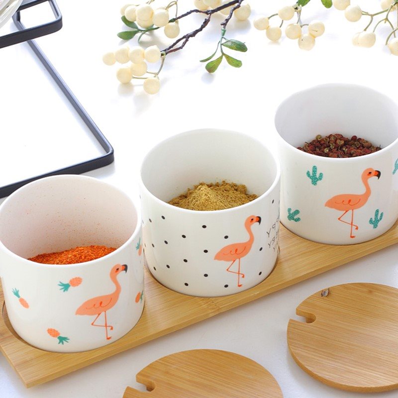 .high quality Flamingo Cruet suit kitchen tableware household Salt shaker Seasoning Box ceramics Sauce potin the Kitchen/Cooking utensils , Kitchen Gadgets/Kitchen storage , Storage jars/Kitchen storage containers , Seasoning bottles category - from Buy2taobao.com to provide professional Taobao agent buy service