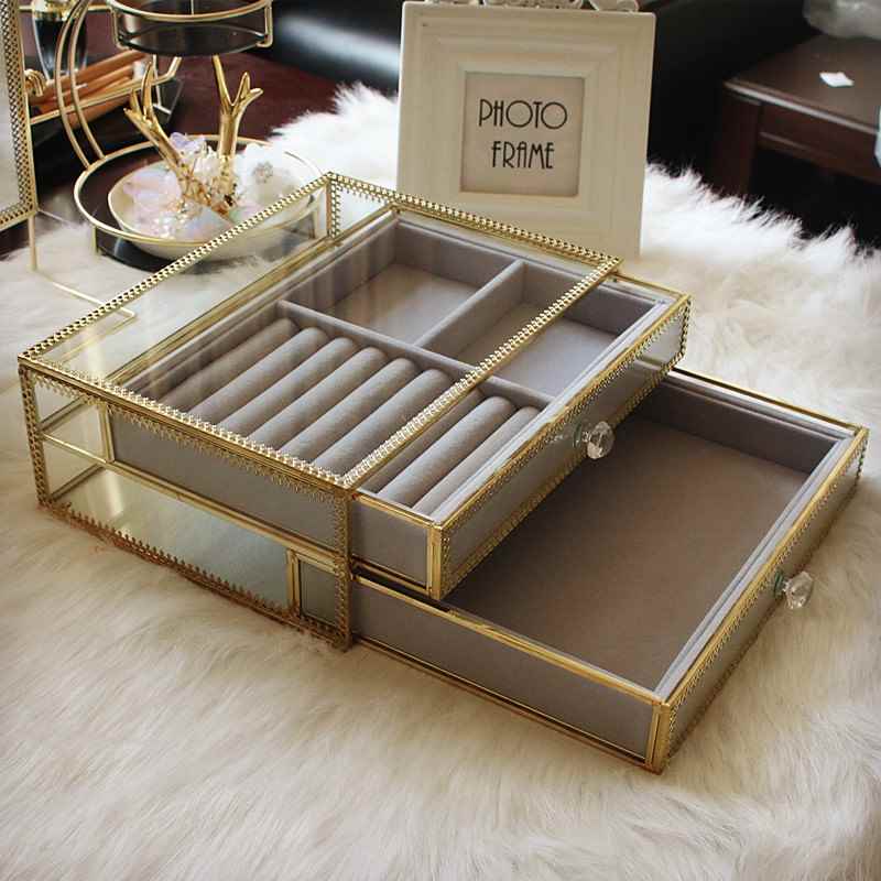 Large transparent Glass desktop Jewelry box watch storage box Ear Studs Earrings Card issuance Ear clip gift Jewelry boxin the Storage consolidation , Home Storage appliances , Storage Box , Jewelry Box category - from Buy2taobao.com to provide professional Taobao agent buy service