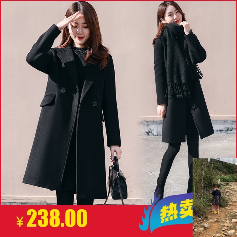 毛呢外套女2019秋冬季款小个子黑色呢子大衣新款韩版宽松显瘦中长在类目 模玩/动漫/周边/cos/桌游, Cosplay服饰/道具/服务, Cosplay女装中 - 来自Buy2taobao.com提供专业的淘宝代购服务