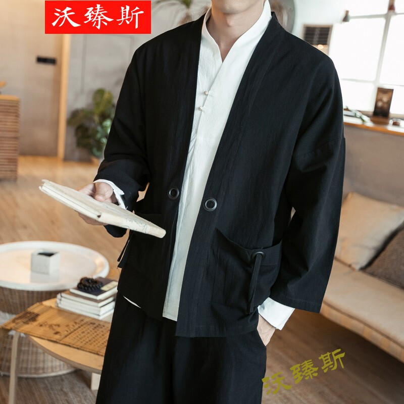 和服日式男道袍7分袖袖中国风宽松薄款开衫沃臻斯 七分袖t恤男短|ruв категории плесень играть/Аниме/вокруг/cos/настольные игры, Косплей одежды/реквизит/услуги, Косплей мужской одежды - от Buy2taobao.com для оказания профессиональной услуги покупки агента Taobao