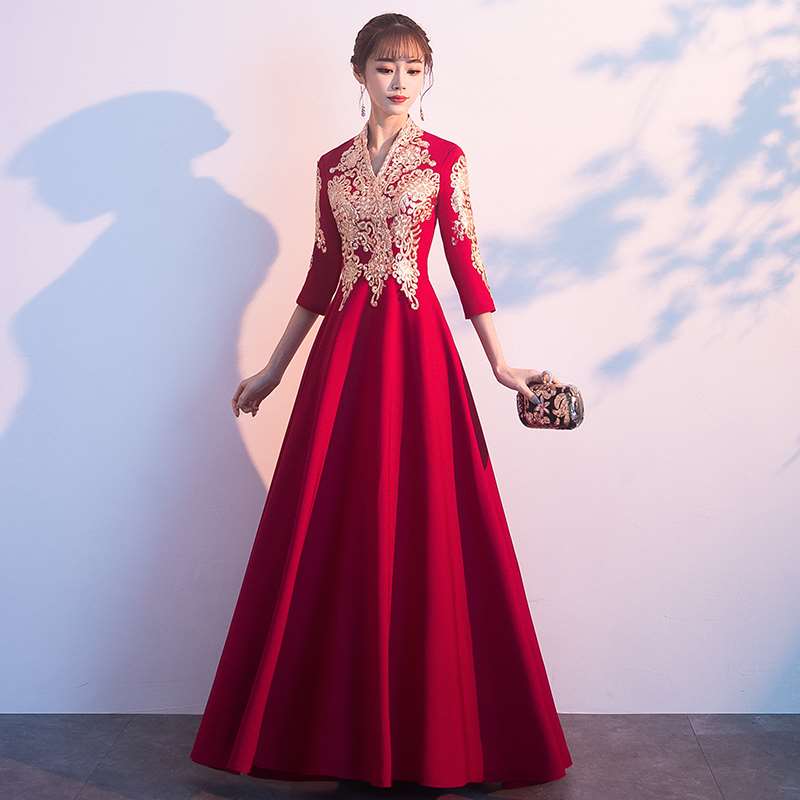 敬酒服新娘2019新款夏季红色孕妇结婚礼服裙订婚宴会显瘦晚礼服女|msdalam kategori Butik wanita / wanita, perkahwinan/Cheongsam/pakaian, pakaian/malam - dari Buy2taobao.com untuk memberikan perkhidmatan ejen Taobao profesional membeli