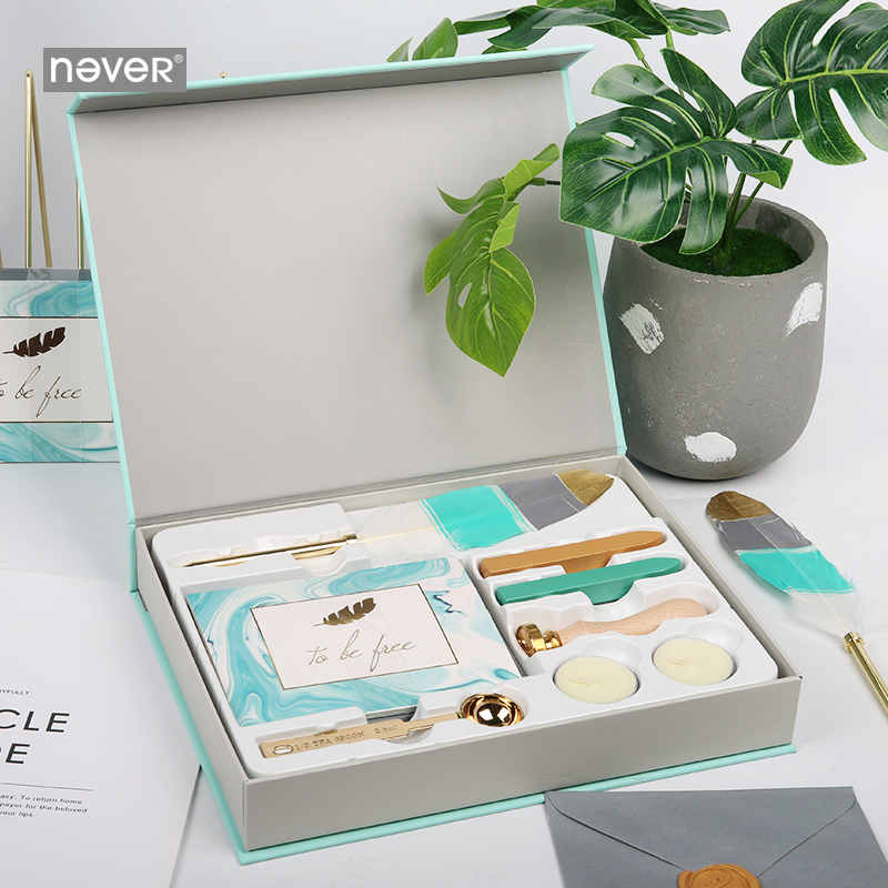 never淡蓝系列火漆印章套装卡片信封羽毛金属圆珠笔组合礼赠精装礼盒包邮|ruв категории электронный словарь/электрический бумажных книг/канцелярские принадлежности, других культурных товаров - от Buy2taobao.com для оказания профессиональной услуги покупки агента Taobao