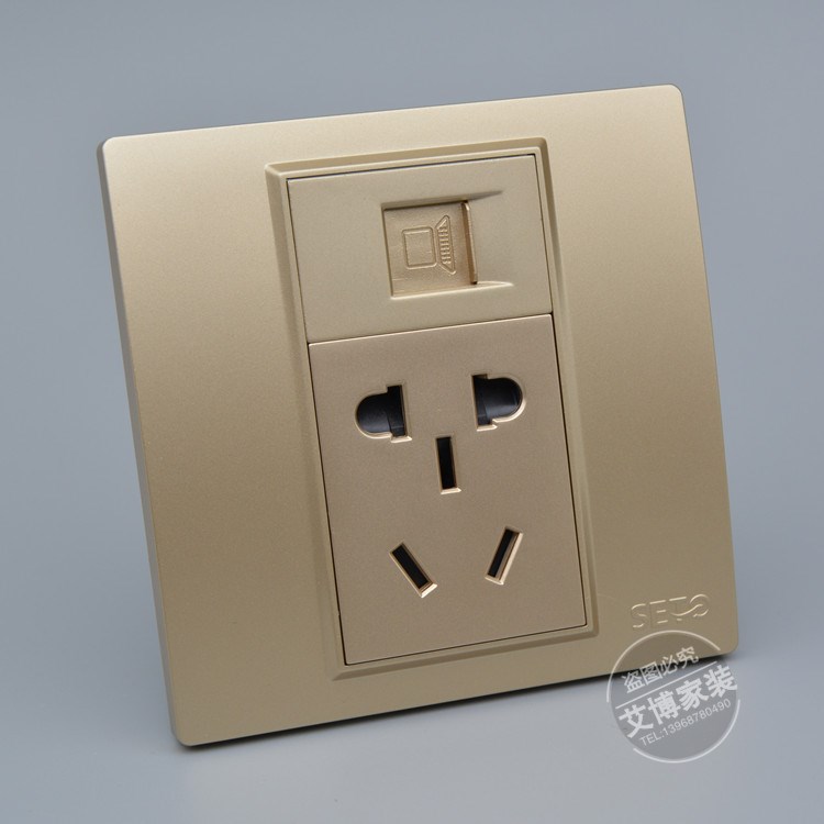 Champagne Wall switch socket 86 computer network Belt line source panel Network 5 socketin the Electronic/Electrician , Outlet , Computer socket category - from Buy2taobao.com to provide professional Taobao agent buy service