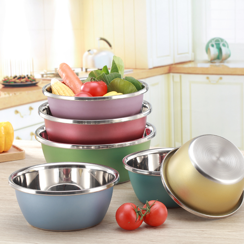 Stainless steel pots circular colour Six piece set thickening Deepen Basin Trays Soup pots kitchen Bowl householdin the Tableware , Tableware , Basin category - from Buy2taobao.com to provide professional Taobao agent buy service