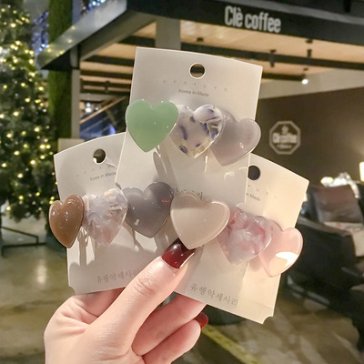 韩国小仙女简约小清新爱心发夹女孩可爱彩色发饰淑女发卡时尚辣妈