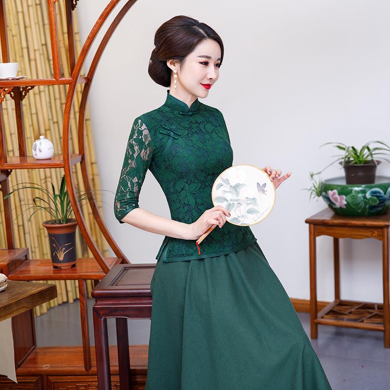 改良旗袍套装裙两件套春夏季2019新款女优雅民国蕾丝连衣裙中长款|ruв категории Женская одежда, Cвадебные платья, ципао - от Buy2taobao.com для оказания профессиональной услуги покупки агента Taobao