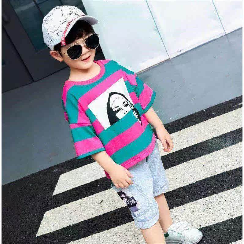 【95棉】男童夏套装2018新款夏季男孩短袖条纹T恤牛仔短裤两件套|msdalam kategori luar/Mountaineer/Camping/Aksesori perjalanan, pakaian luar, pakaian percutian luar, pakaian percutian luar - dari Buy2taobao.com untuk memberikan perkhidmatan ejen Taobao profesional membeli