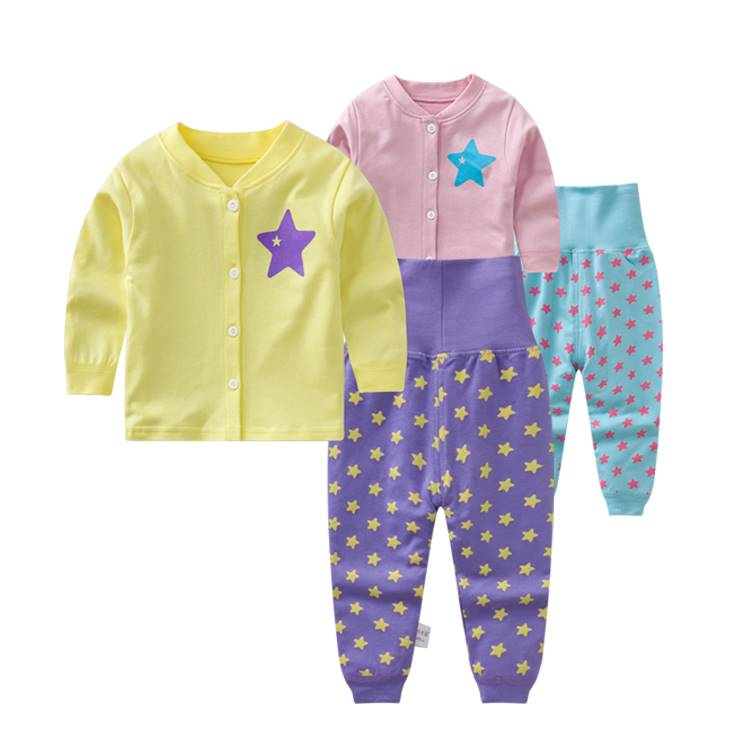 2019 baby High waist pants suit baby clothes Cardigan spring and autumn pure cotton children Double-breasted Autumn coat men and women Long johnsin the Children/Baby/Family fitted , Children's Underwear , Underwear Set category - from Buy2taobao.com to provide professional Taobao agent buy service