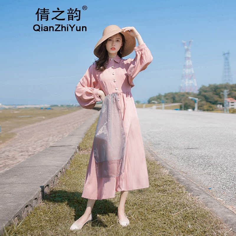 倩之韵法式少女茶歇裙春秋装2019新款收腰复古桔梗裙法国小众连衣|msdalam kategori mod main/animasi/Zhou Bian/cos/permainan papan, kostum cosplay/props/perkhidmatan, Wanita Cosplay - dari Buy2taobao.com untuk memberikan perkhidmatan ejen Taobao profesional membeli