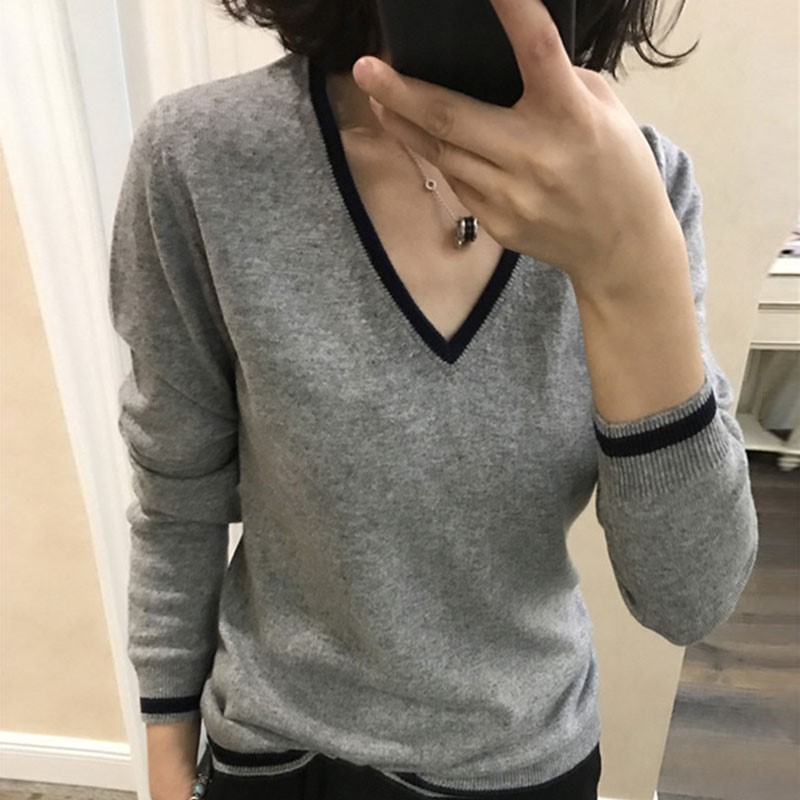 2019春秋新款V领毛衫女打底衫套头短款宽松打底衫针织衫毛衣纯色|ruв категории Женская одежда, свитер - от Buy2taobao.com для оказания профессиональной услуги покупки агента Taobao