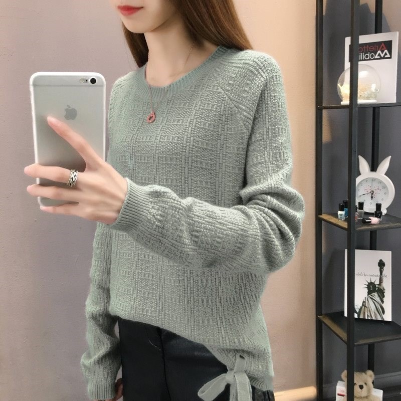 毛衣长袖套头宽松春秋短款打底衫女装圆领上衣春装外套针织衫系带|msdalam kategori Butik wanita / wanita, sweater - dari Buy2taobao.com untuk memberikan perkhidmatan ejen Taobao profesional membeli