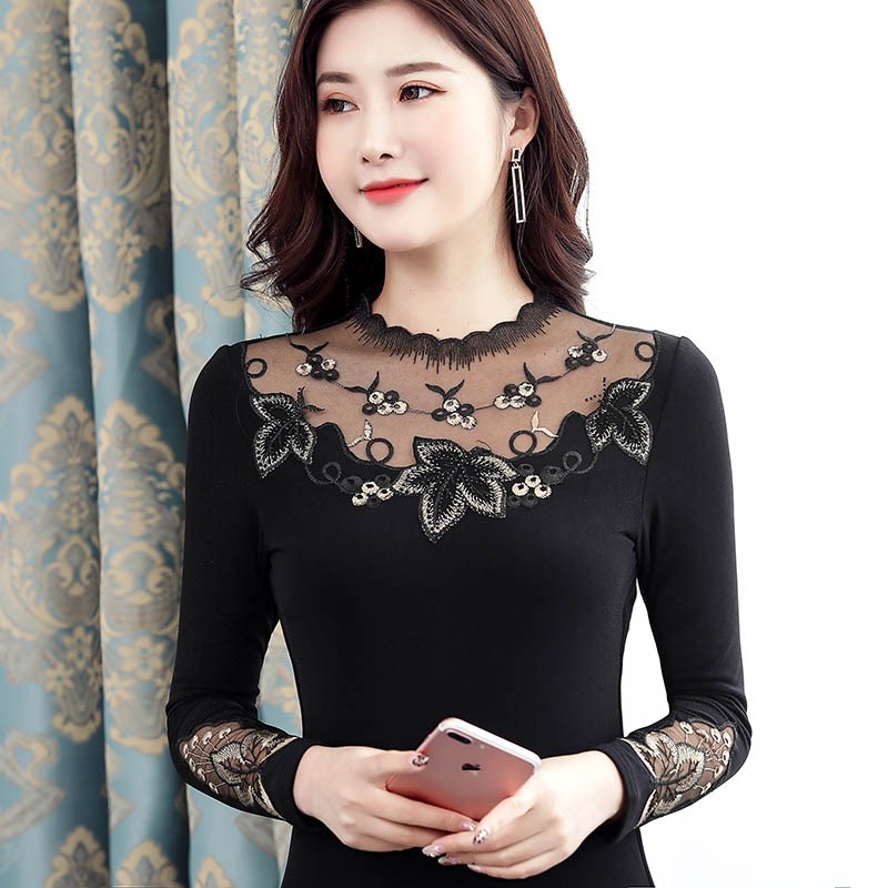 Autumn and winter High collar Plush Lace Base coat sexy Jacobs Internal lap fashion Western style clothesin the Women's clothing/Boutique , Lace shirt/Chiffon shirt category - from Buy2taobao.com to provide professional Taobao agent buy service