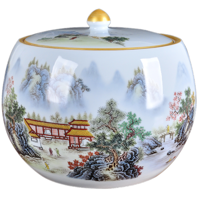景德镇茶叶罐陶瓷茶罐七饼大号茶缸家用醒茶密封罐储普洱茶存茶罐|msdalam kategori pinggan mangkuk, set teh, caddy teh - dari Buy2taobao.com untuk memberikan perkhidmatan ejen Taobao profesional membeli