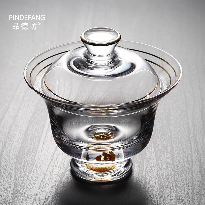 Gold foil Glass Cover bowl Three talents thickening Heat Glass Kungfu Online tea set Large Make tea teacup Three talentsin the Tableware , Tea set , Tureen category - from Buy2taobao.com to provide professional Taobao agent buy service