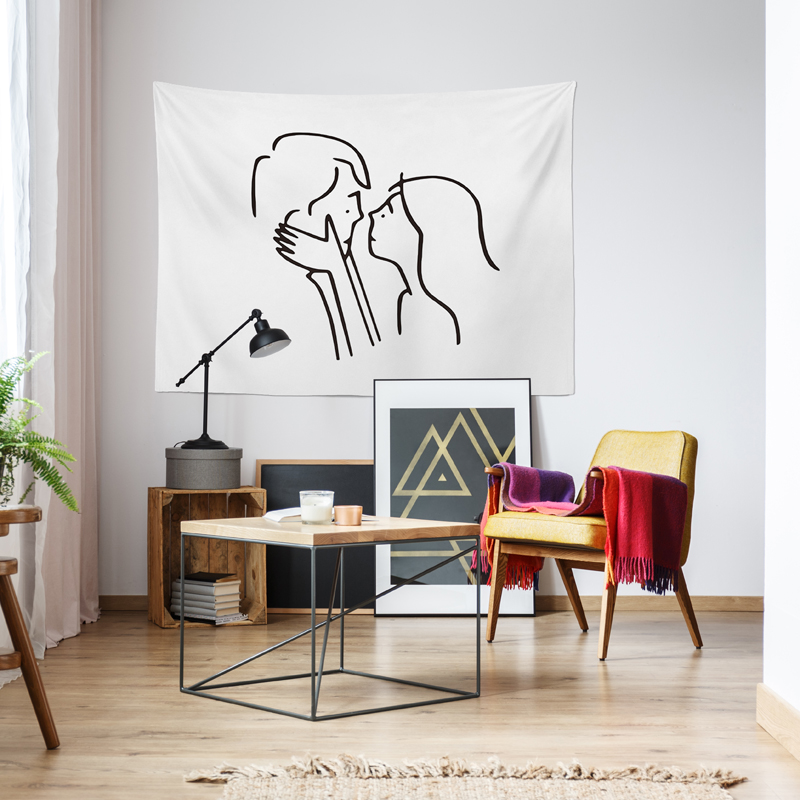 ins Valance dormitory Background cloth modern Simplicity Abstract line character sofa Hanging picture Bedside Background clothin the Home Fabric , Tapestry/Tapestry category - from Buy2taobao.com to provide professional Taobao agent buy service