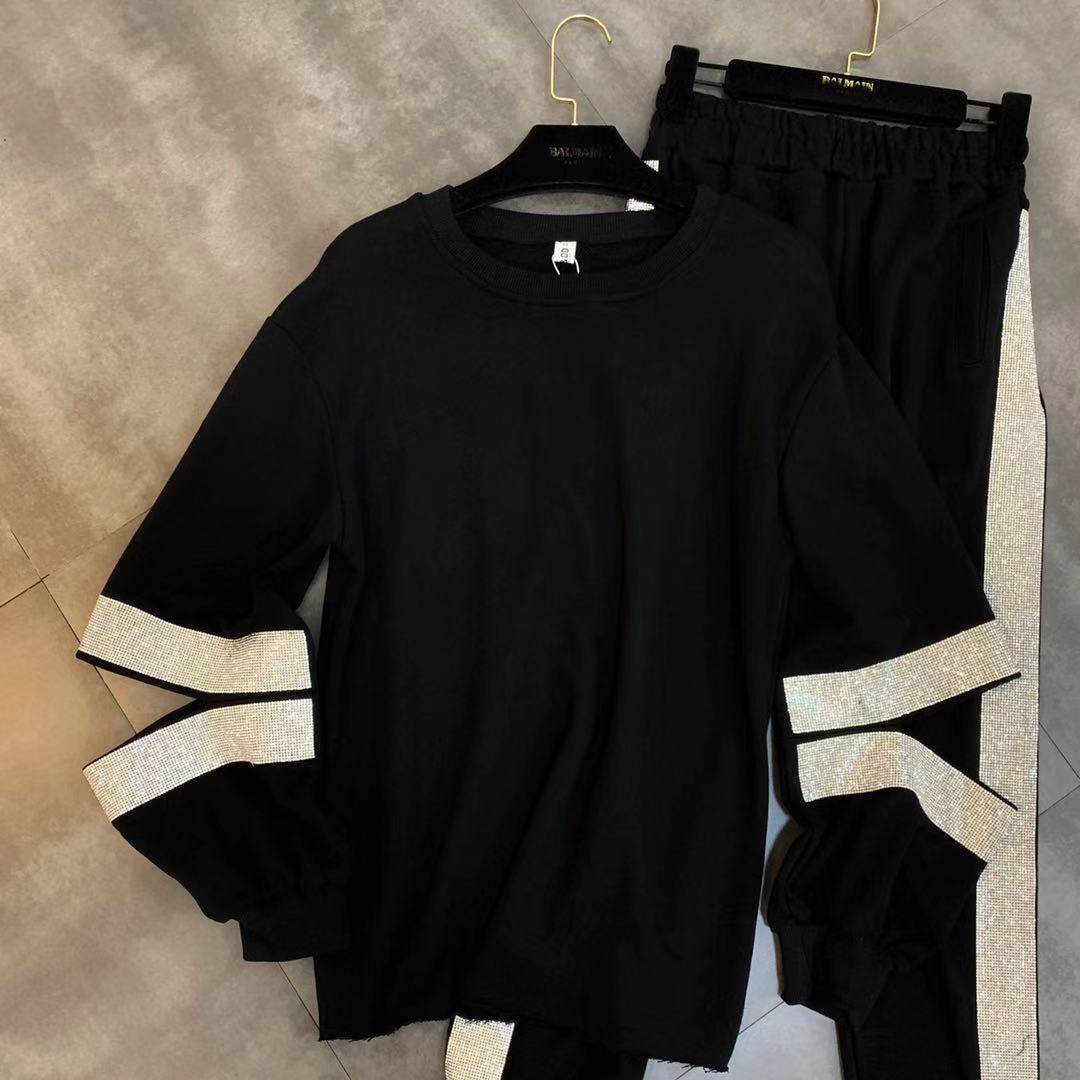 Lateral drilling Casual pants suit Same item Grapefruit MM2019 Spring new pattern Diamond Split ends Long sleevein the Women's clothing/Boutique , Set/Student uniforms/Work uniforms , Other suits category - from Buy2taobao.com to provide professional Taobao agent buy service