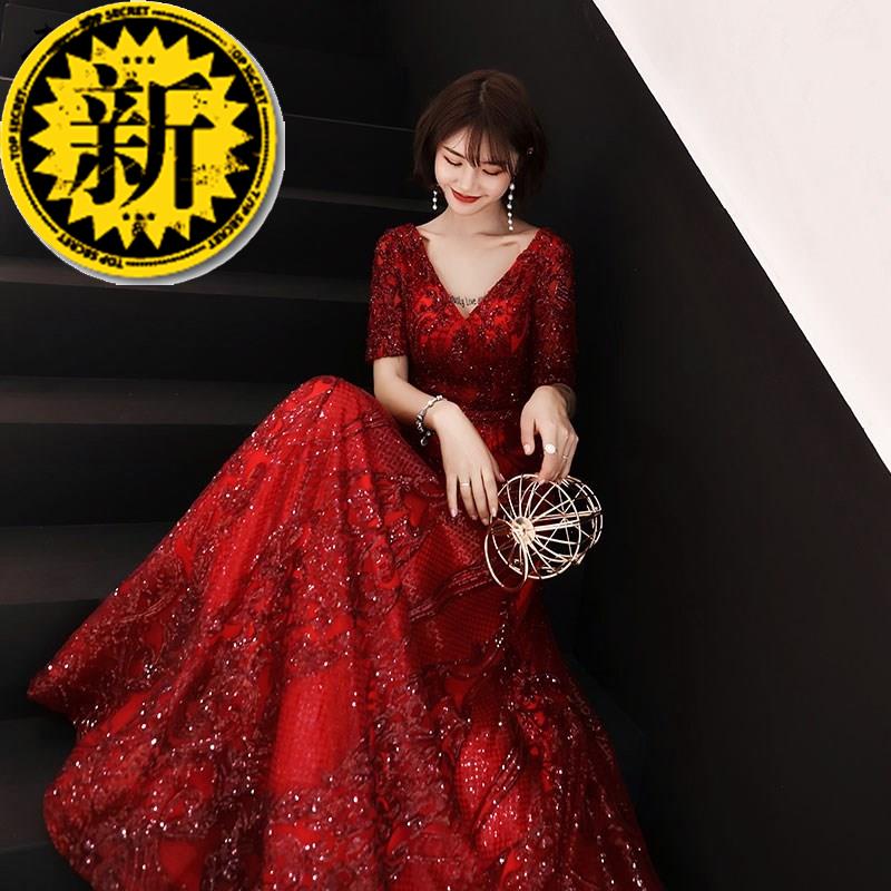 敬酒服长款2019新娘结婚新i款气质红色回门订婚宴会晚礼服女春季|ruв категории Женская одежда, Cвадебные платья, платье/вечернее платье - от Buy2taobao.com для оказания профессиональной услуги покупки агента Taobao