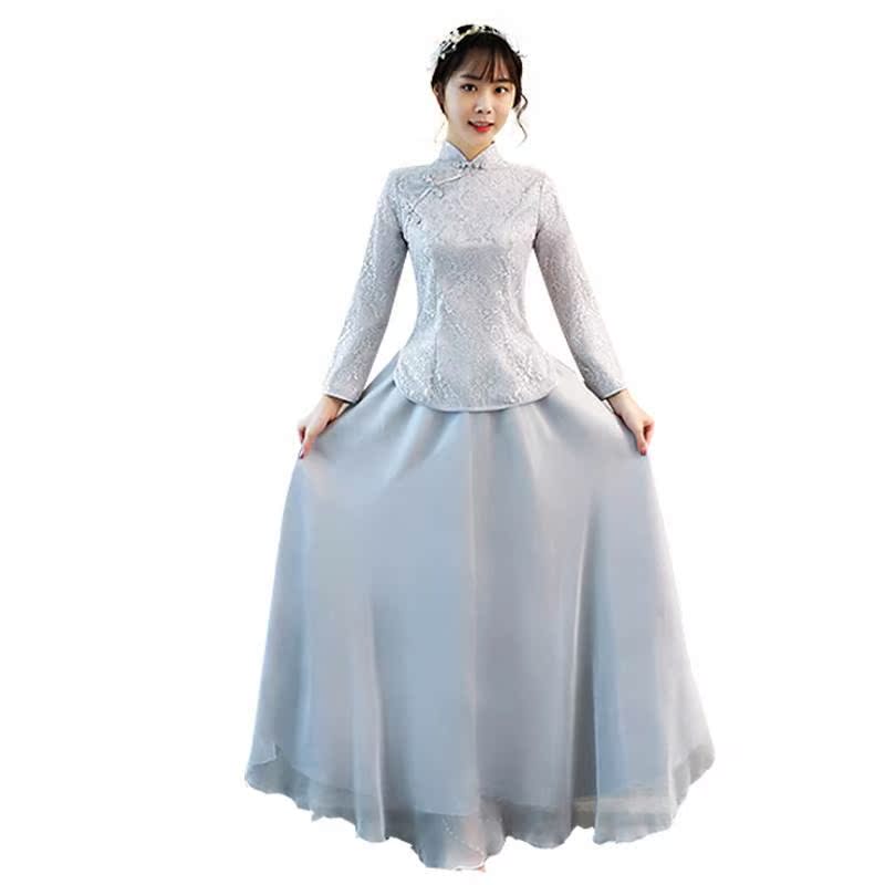 国风伴娘香槟冬季旗袍伴娘服女中国风中式姐妹粉色民国衣服蓬蓬裙|ruв категории Женская одежда, Cвадебные платья, платье/вечернее платье - от Buy2taobao.com для оказания профессиональной услуги покупки агента Taobao
