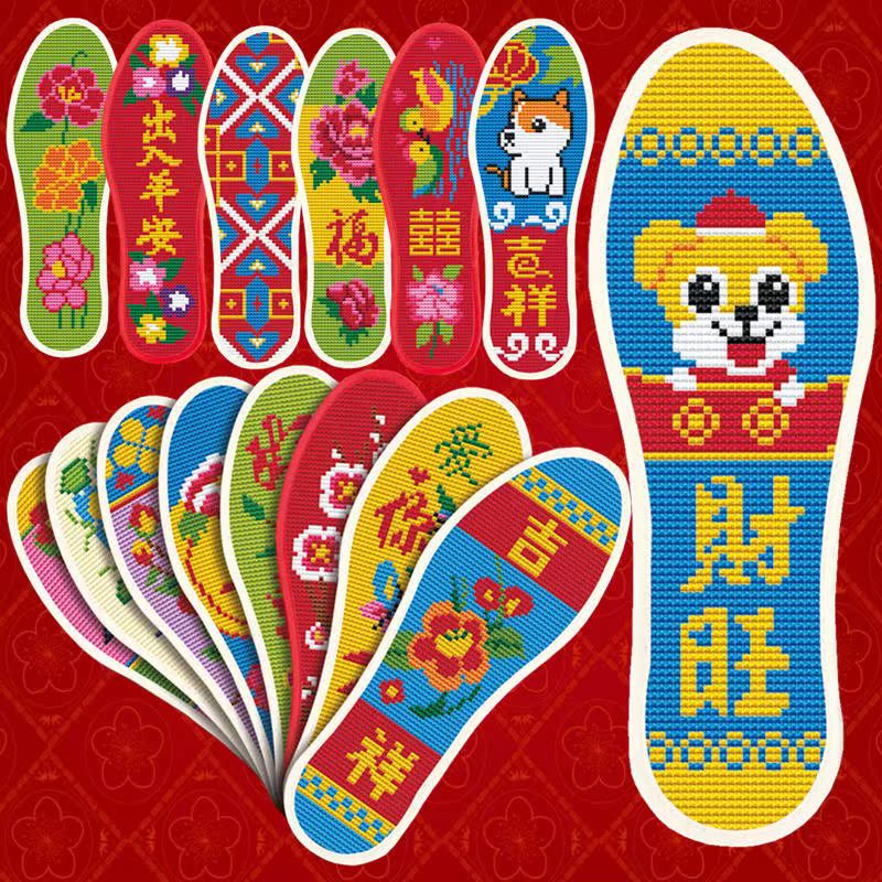 5双新款十字绣鞋垫防臭鞋垫子印花刺绣鞋垫十字绣鞋垫半成品|ruв категории домашний ткань, вышивка крестом и инструментов, принадлежностей, вышивка крестом готовой продукции - от Buy2taobao.com для оказания профессиональной услуги покупки агента Taobao