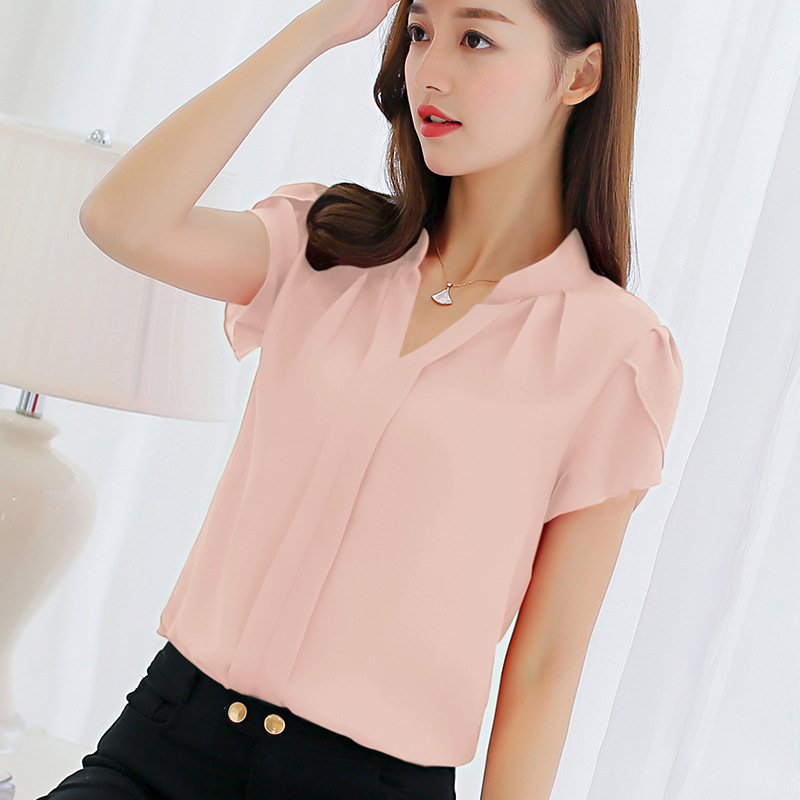 8 summer Korean Edition Solid Base coat fashion Self cultivation Large Short sleeved shirt leisure time student Chiffon shirtin the Women's clothing/Boutique , Shirt category - from Buy2taobao.com to provide professional Taobao agent buy service