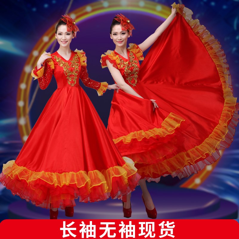 Opening dance Big swing skirt large Stage costume Nation adult atmosphere dance Chorus Costume longuettein the Women's clothing/Boutique , Costume/National costume/Stage costumes , National costume/Costumes category - from Buy2taobao.com to provide professional Taobao agent buy service