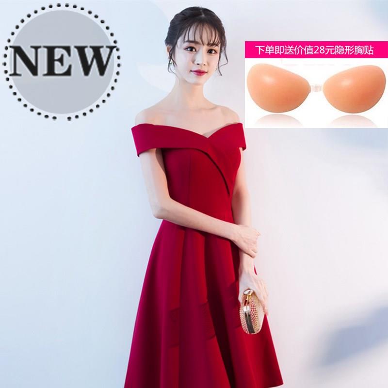 2019新款春夏敬酒服新娘短款55结婚礼服一字肩宴会订婚大红连衣长在类目 女装/女士精品, 婚纱/旗袍/礼服, 礼服/晚装中 - 来自Buy2taobao.com提供专业的淘宝代购服务