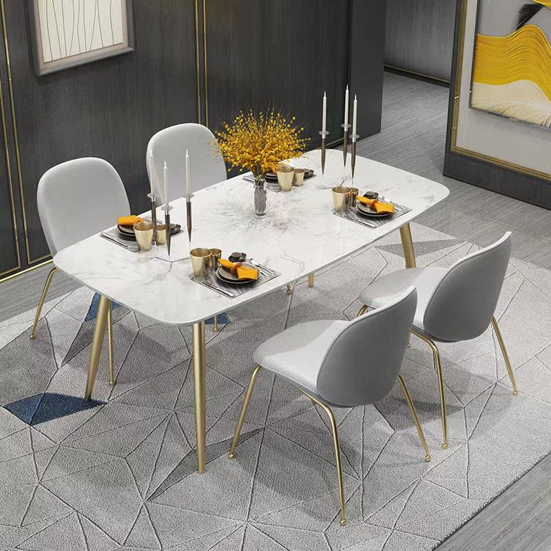 欧粉轻奢大理石餐桌椅椅组合简约家用饭桌网红休闲店现代铁艺餐桌|ruв категории жилой мебели, Таблица класса, обеденный стол - от Buy2taobao.com для оказания профессиональной услуги покупки агента Taobao