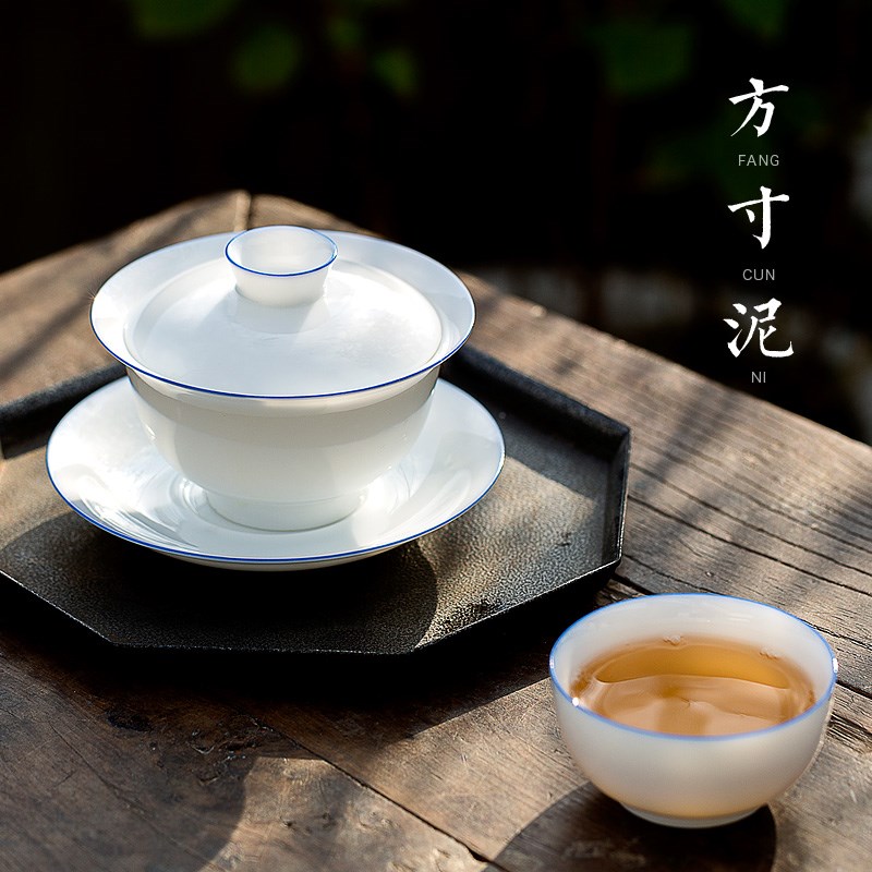 ceramics Kungfu Online Make tea suit Three talents Cover bowl teacup Dehua Porcelain tea set manualin the Tableware , Tea set , Tureen category - from Buy2taobao.com to provide professional Taobao agent buy service