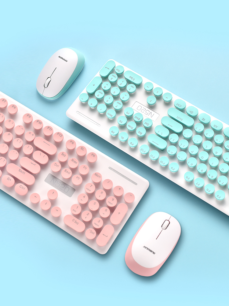 to work in an office household Mute Retro girl student Cute pink notebook Desktop Wireless keyboard mouse suit gamein the Computer Hardware/Monitor/Computer Peripherals , Keyboard category - from Buy2taobao.com to provide professional Taobao agent buy service