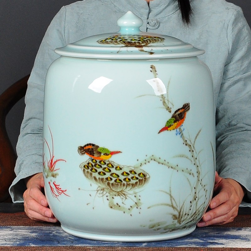Tea pot Tea pot Large Hand drawn ceramics Seal cylinder Decoration Tea warehouse Tea cake Seven cakesin the Tableware , Tea set , Tea caddy category - from Buy2taobao.com to provide professional Taobao agent buy service