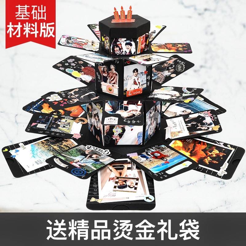 惊层爆炸diy手工六边形时尚浪漫七层机关冲洗盒子创意|msdalam kategori bekalan perayaan/hadiah, Hadiah kreatif, Galeri/album - dari Buy2taobao.com untuk memberikan perkhidmatan ejen Taobao profesional membeli