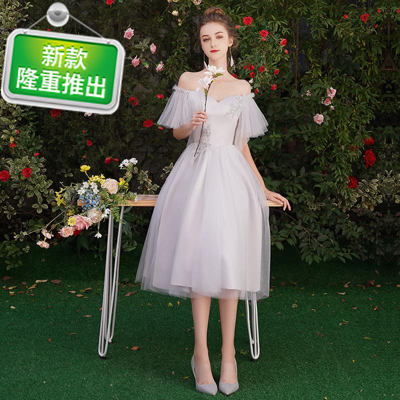 伴娘服女2019新款灰色姐妹66团伴娘礼服中长款宴会主持人仙气质|msdalam kategori Butik wanita / wanita, perkahwinan/Cheongsam/pakaian, pakaian/malam - dari Buy2taobao.com untuk memberikan perkhidmatan ejen Taobao profesional membeli
