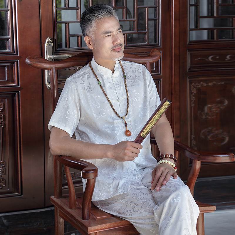 2019中老年唐装男短袖套装上衣装40岁50爸爸60夏季70老人衣服爷爷在类目 男装, 民族服装中 - 来自Buy2taobao.com提供专业的淘宝代购服务