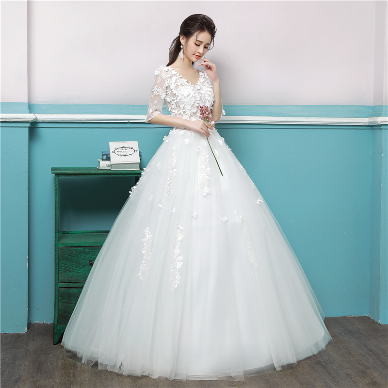 婚纱礼服2019新款韩版中袖新娘结婚公主梦幻一字肩蕾丝拖尾齐地女在类目 女装/女士精品, 婚纱/旗袍/礼服, 婚纱中 - 来自Buy2taobao.com提供专业的淘宝代购服务