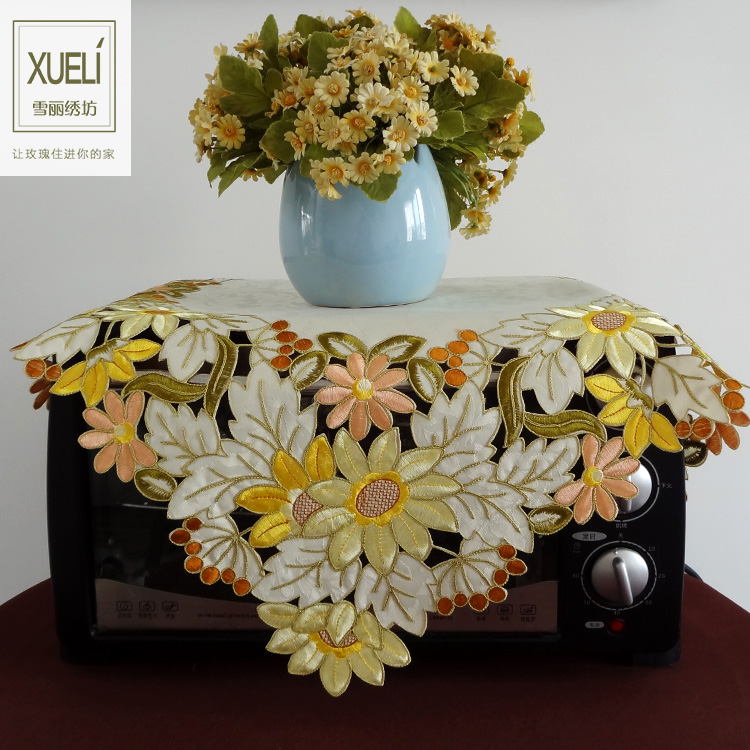 bedside cupboard head-cover or veil for the bride at a wedding golden Sunflower computer Microwave Oven air conditioner Square Countryside Fabric art European style Embroideryin the Home Fabric , Dust protection cover , Universal cover towel category - from Buy2taobao.com to provide professional Taobao agent buy service