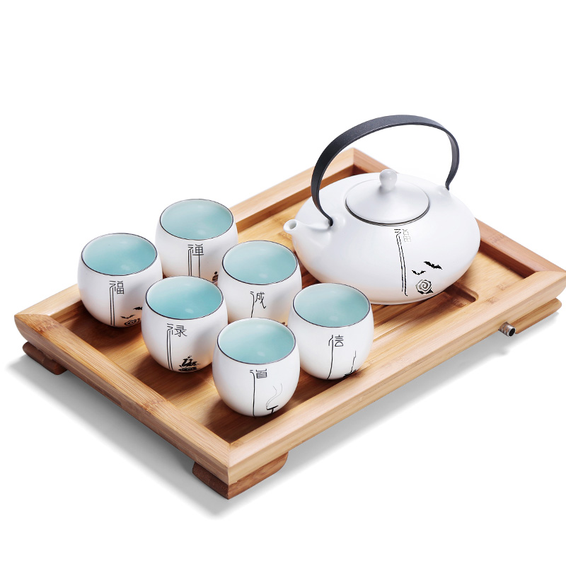 陶瓷办公室茶壶整套功夫茶具茶盘套装家用简约现代客厅6只装茶|msdalam kategori pinggan mangkuk, set teh, Kung Fu teh - dari Buy2taobao.com untuk memberikan perkhidmatan ejen Taobao profesional membeli